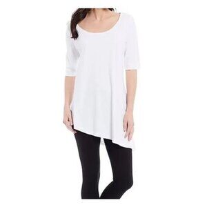 NWT $128 Bryn Walker White Una Short Sleeve Bamboo Stretch Cotton Tunic Top XXL